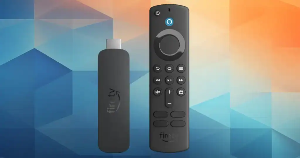 Amazon Fire TV Stick z pilotem z dodatkowymi przyciskami szybkiego dostępu do aplikacji streamingowych, takich jak Netflix, Prime Video, Disney+ i Hulu.